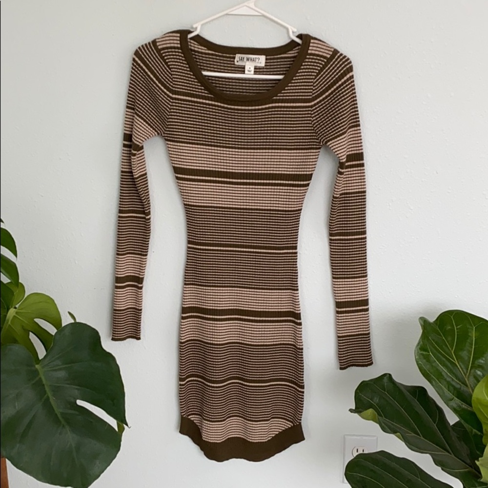 Fitted Green and Tan dress